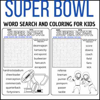 Super Bowl Champion Word Search - Printable Super Bowl Games, Super Bowl  Games for Kids