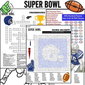 Super Bowl Word Search Football Puzzles Vocabulary Activity No Prep Fun  Friday - Classful