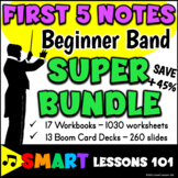 SUPER BUNDLE Beginner Band FIRST FIVE NOTES Worksheets and