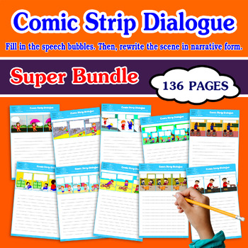 Preview of SUPER BUNDLE COMIC STRIP DIALOGUE 3 pictures blank comics ABA ESL Autism Comic