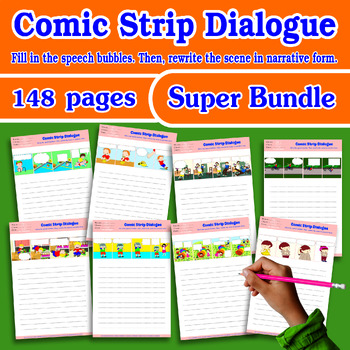 Preview of SUPER BUNDLE COMIC STRIP DIALOGUE 4 pictures blank comics ABA ESL Autism Comic