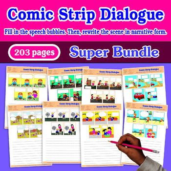 Preview of SUPER BUNDLE COMIC STRIP DIALOGUE 5 pictures blank comics ABA ESL Autism Comic