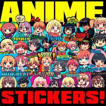 Preview of SUPER COOL Anime Digital Stickers - Motivational Inscentives Google Docs MS Word