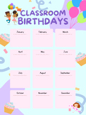 SUPER CUTE! Large 18 x 24 PNG Classroom Birthdays Poster H