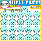 Seashell Faces Clipart Shell Emotions Felling Clipart Set 