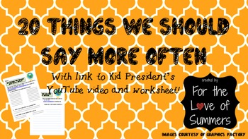 Preview of SUPER FUN Writing  Brainstorming Activity ~ Wkshts for Kid President's video