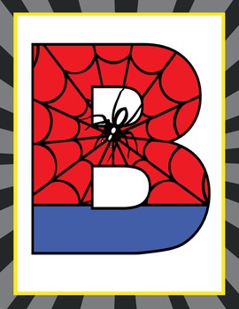 super hero classroom decor spider banner letters by