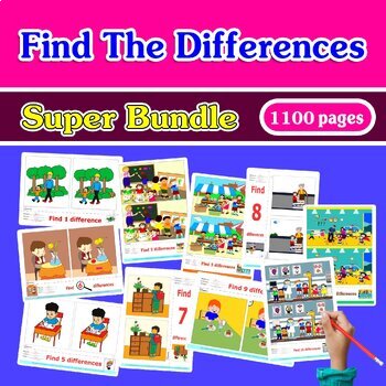 Preview of SUPER BUNDLE SPOT FIND 1 TO 10 DIFFERENCES What is wrong ABA autism 1100 PAGES