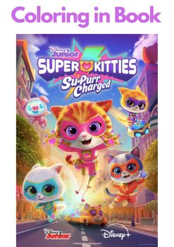 Preview of SUPER KITTIES- Fun Coloring Book, Printable PDF, 23 pages (Disney)