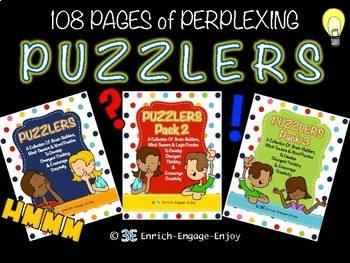 Preview of SUPER Puzzler Bundle!  108 pages of student brain builders and puzzles!