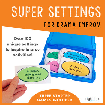 Preview of SUPER SETTINGS Drama Improv Task Cards (Junior/Intermediate/High School)