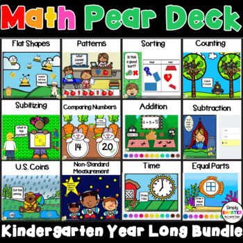 Preview of Kindergarten Math Pear Deck Google Slides Add-On YEAR LONG BUNDLE