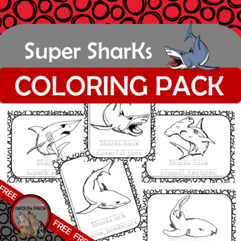 Preview of SUPER Sharks Coloring Pages with Traceable Sentences FREE Shark Week Fun