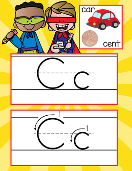 SUPER kids - Alphabet Cards, Handwriting, Flash Cards, ABC print with pictures
