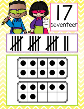SUPER kids - Number Line Banner, 0 to 20, Illustrated, ten frames, tally marks