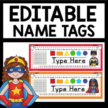 Preview of Superhero Class Decor Name Tags for Student Desks