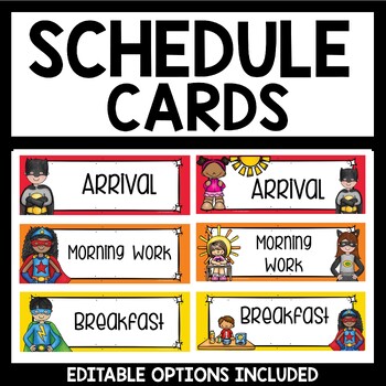 Preview of Superhero Class Decor Schedule Cards