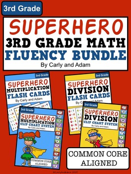 Preview of SUPERHERO 3rd Grade Math Fact Fluency Bundle