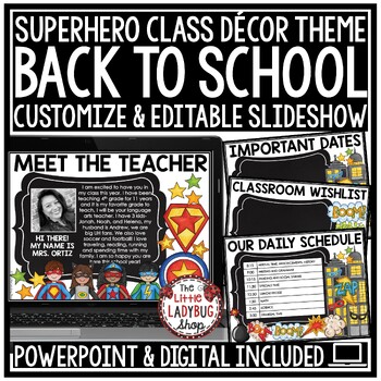 Preview of Superhero Theme Meet the Teacher Template Editable Back to School Open House
