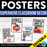 SUPERHEROES Theme Classroom Decor EDITABLE POSTER SIGN bul
