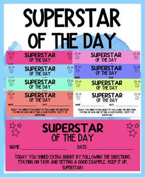 Preview of SUPERSTAR OF THE DAY CERTIFICATES