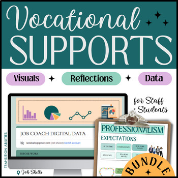 Preview of SUPPORTING STUDENTS & JOB COACHES AT WORK | Job Journal, Checklists, Data BUNDLE