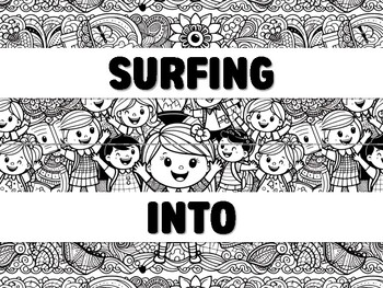 Preview of SURFING INTO SECOND GRADE! Grade 2 Bulletin Board Decor Kit