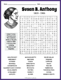 SUSAN B. ANTHONY Biography Word Search Puzzle Worksheet Activity