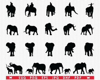 Download Svg Elephants Black Silhouettes Digital Clipart By Designstudiorm