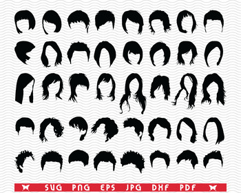 SVG Female Hairstyles, Black Silhouettes by DesignStudioRM | TPT