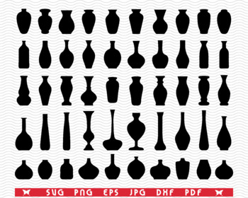 Download Svg Flower Vases Black Silhouettes Digital Clipart By Designstudiorm
