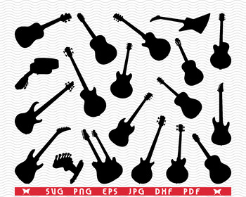 Download Svg Guitars Black Silhouettes Digital Clipart Files Eps Jpg Guitars Design