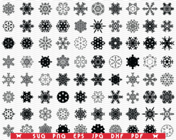 Black And White Snowflakes SVG Clipart, Snowflakes Image Digital Download,  Snowflakes Eps Png Dxf Printable, Snowflakes Vector Files