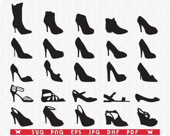 Women's high heel shoes SVG files for Silhouette Cameo and Cricut. l  Leopard shoes Zebra shoes SVG. Shoes clipart PNG included