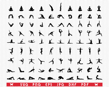 Download Svg Yoga Fitness Black Silhouette Digital Clipart By Designstudiorm