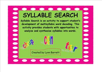 Preview of SYLLABLE SEARCH - A SmartBoard Syllabication Activity