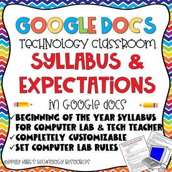Preview of SYLLABUS or CLASS EXPECTATIONS SHEET for TECH TEACHER or COMPUTER LAB TEACHER