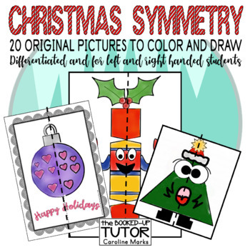 Preview of Christmas Activity Left and Right-handed Symmetry Worksheets Differentiated