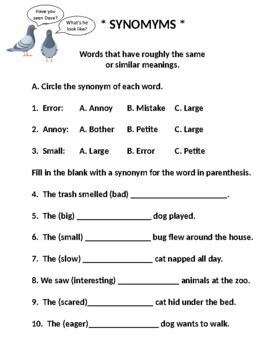 Thesaurus Practice — Matching and Finding Synonyms (Years 3-4)
