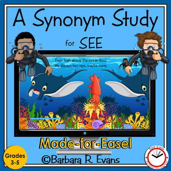 Preview of SYNONYM STUDY Deep Sea Mentor Text Shades of Meaning Task Cards Digital