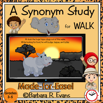 Preview of SYNONYM STUDY The Synonym Safari Vocabulary Task Cards Graphic Organizers