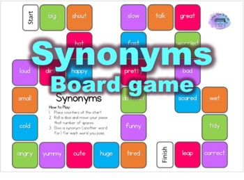 Synonyms and Antonyms Board Game - Language Activities