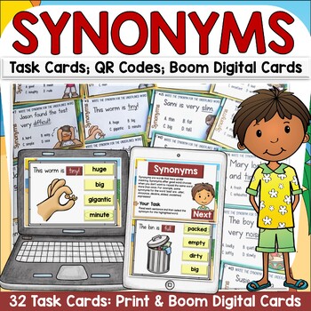 SYNONYMS: PRINT TASK CARDS; QR CODES & DIGITAL BOOM CARDS: GOOGLE CLASSROOM