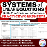 SYSTEMS OF LINEAR EQUATIONS Homework Worksheets: Skills Practice & Word Problems