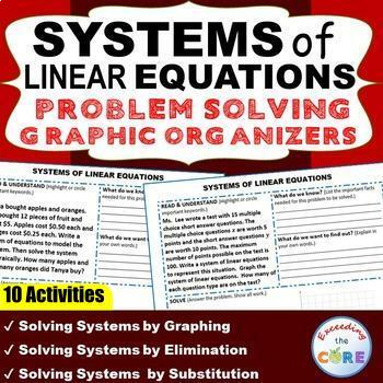 Preview of SYSTEMS OF LINEAR EQUATIONS Word Problems with Graphic Organizer