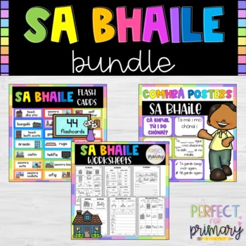Preview of Sa Bhaile BUNDLE - Comhrá Posters, Flashcards and worksheets