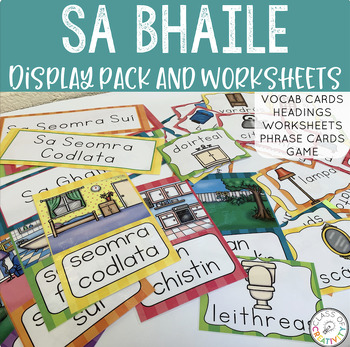 Preview of Sa Bhaile Irish Display Pack and Worksheets