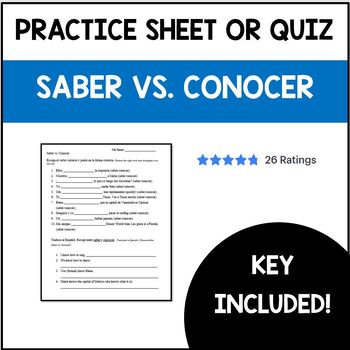 Preview of Saber and conocer Saber vs. Conocer practice sheet