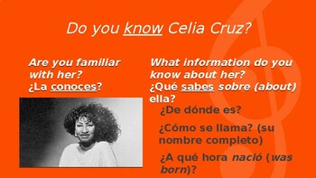 Preview of Afro-Latinx, Black History Month, (Saber vs. Conocer): "Celia Cruz"