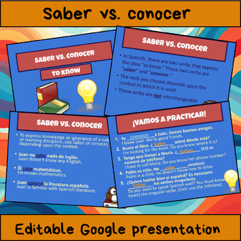 Preview of Saber vs. Conocer (Google presentation)